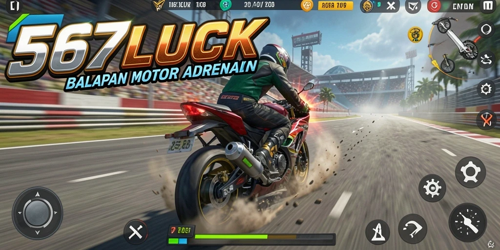 Gameplay seru 567LUCK dengan balapan motor yang penuh aksi.