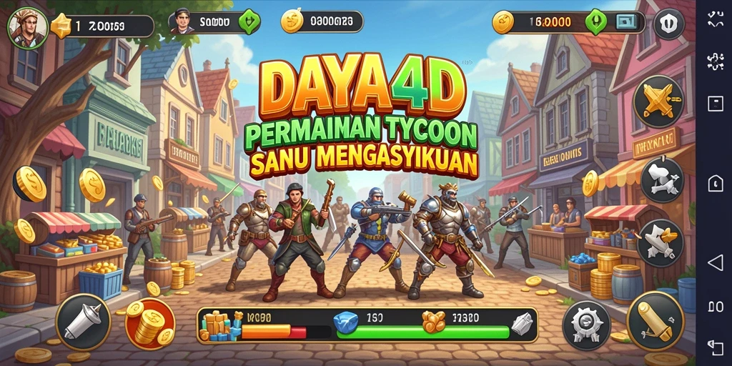 Screenshot utama menampilkan gameplay seru DAYA4D dengan elemen manajemen bisnis.