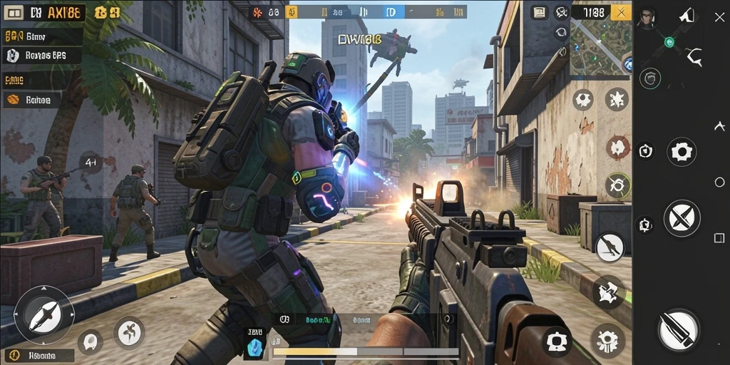 Tampilan screenshot gameplay DV188 dengan aksi pertempuran TPS yang seru.