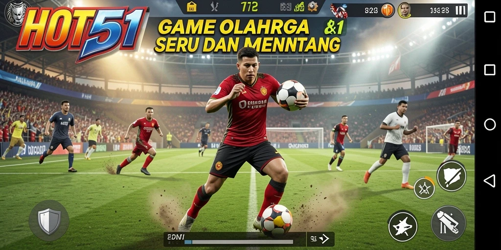 Screenshot gameplay HOT51 yang menunjukkan aksi olahraga yang mendebarkan.