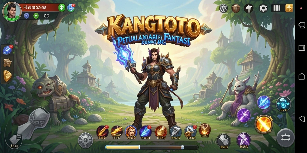 Tangkapan layar menampilkan karakter dalam aksi pertarungan RPG yang seru.