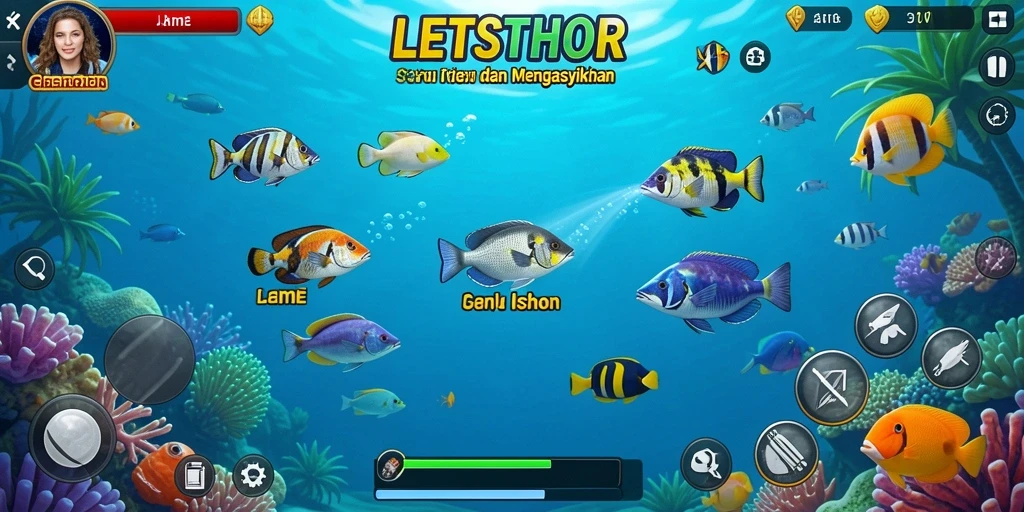 Tampilan gameplay LETSTHOR dengan serunya menembak ikan.