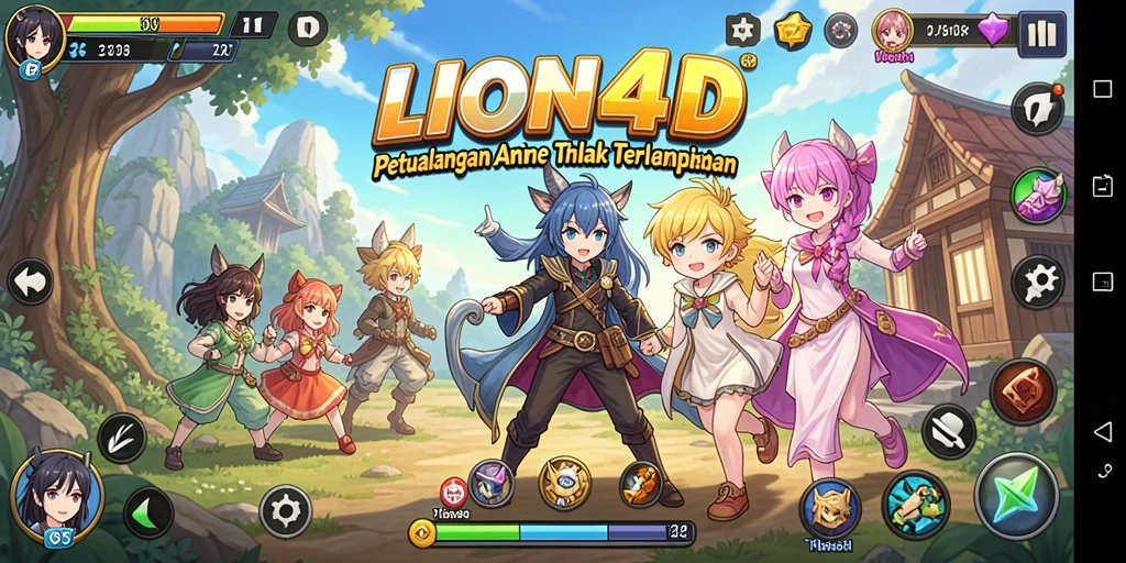 Tampilan gameplay LION4D yang penuh warna dan karakter menarik.