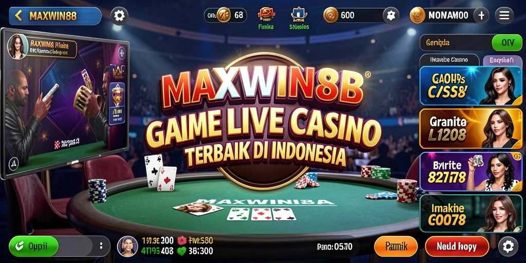 Screenshot gameplay Live Casino yang menampilkan interaksi dealer dan pemain.
