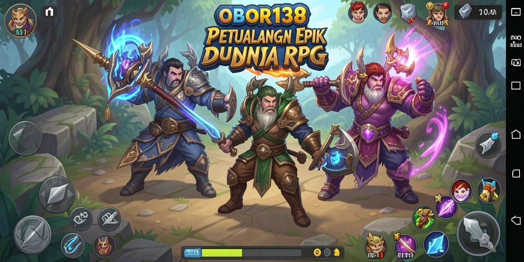 Tampilan menarik dari gameplay RPG OBOR138 dengan karakter dan monster.
