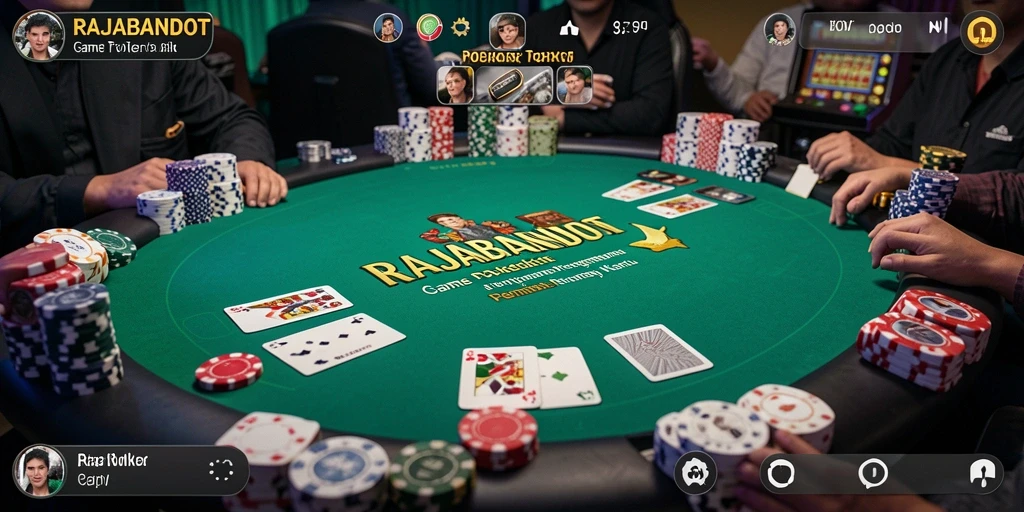 Tampilan gameplay yang menakjubkan dari RAJABANDOT saat bermain Poker.