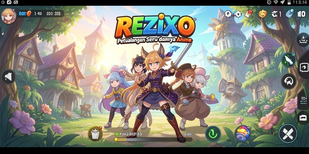 Screenshot gameplay <strong>REZIXO</strong> menampilkan karakter anime beraksi seru.