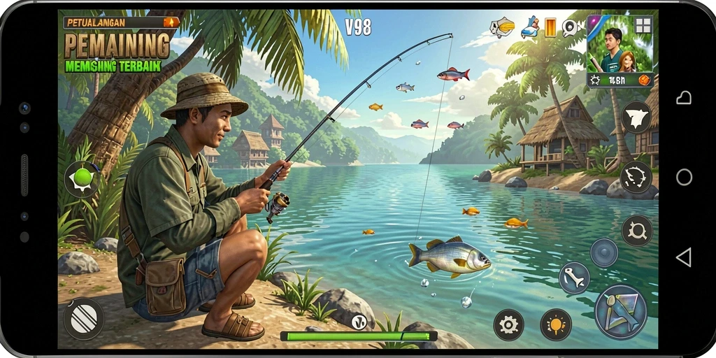 Tangkapan ikan yang menakjubkan dalam gameplay V98.